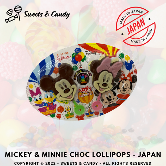 Mickey & Minnie Choc Lollipops - Japan