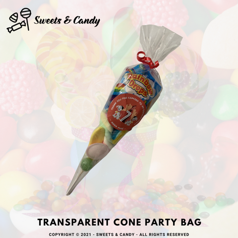 Transparent Cone Party Bag with Custom Sticker